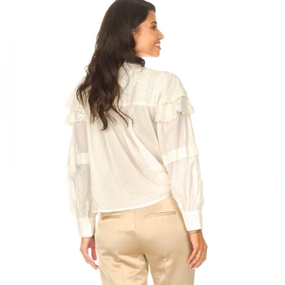 Sofie Schnoor Lace Long Sleeve Cotton Blouse Size Medium - Picture 2 of 16
